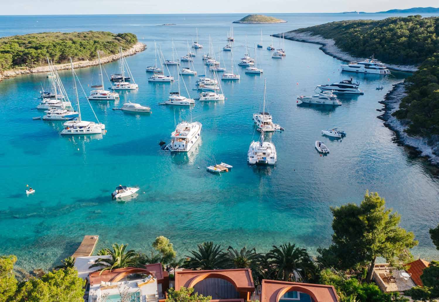Strand von Palmižana an der Bucht Vinogradišće: flaches, klares Wasser und Pinien, Pakleni-Inseln
